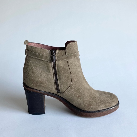 Frau Made in Italy Khaki Genuine Leather Suede Heeled Ankle Boots size 7 - Picture 5 of 15